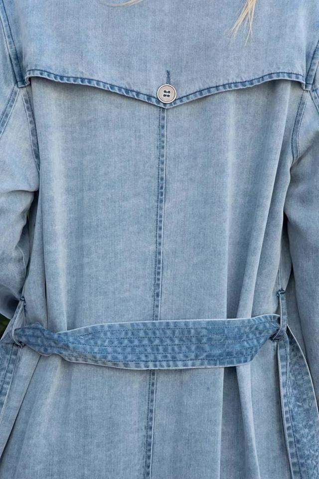 Denim Garment Washed Trench Coat Product Image