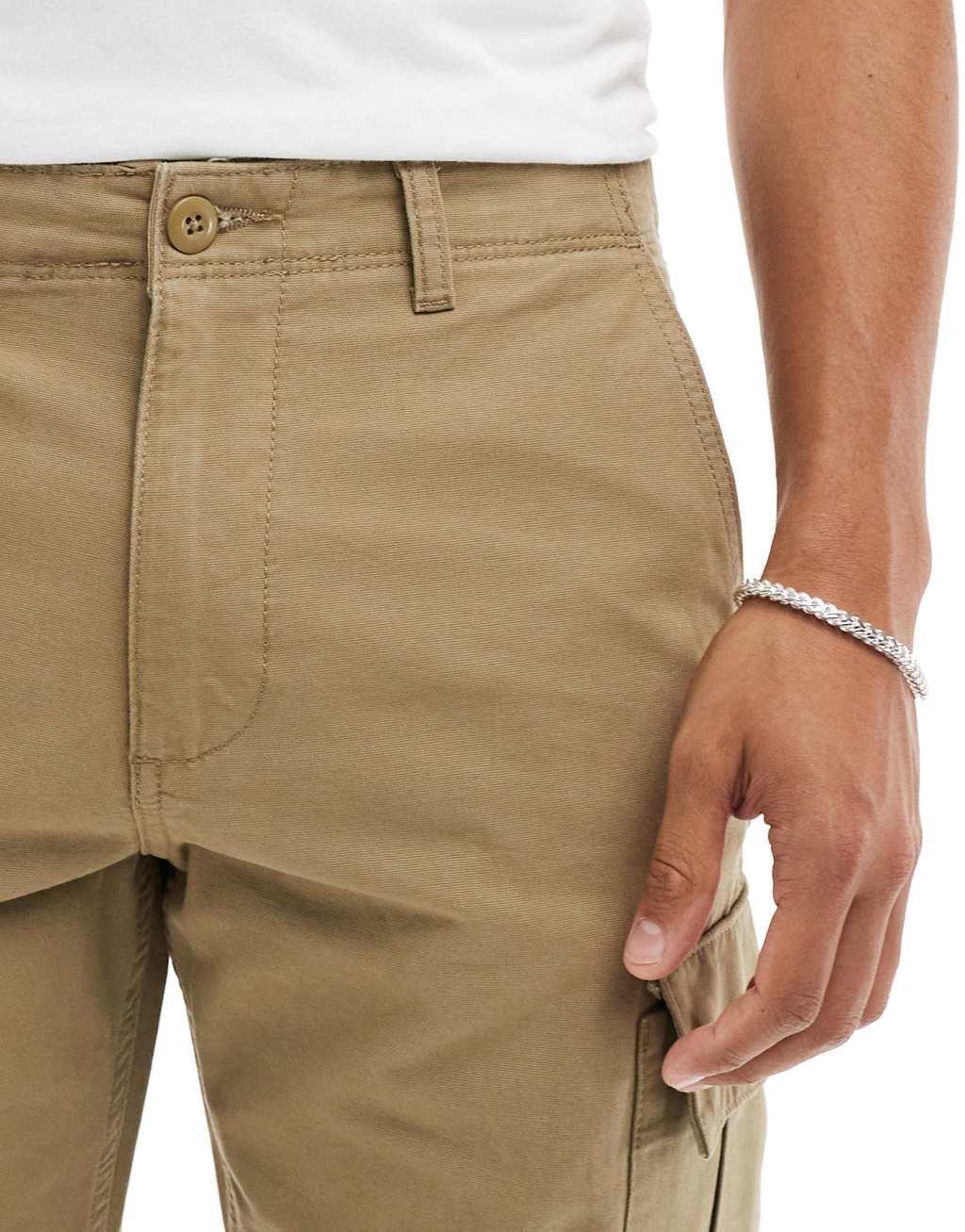 Jack & Jones loose fit cargo pants in beige Product Image