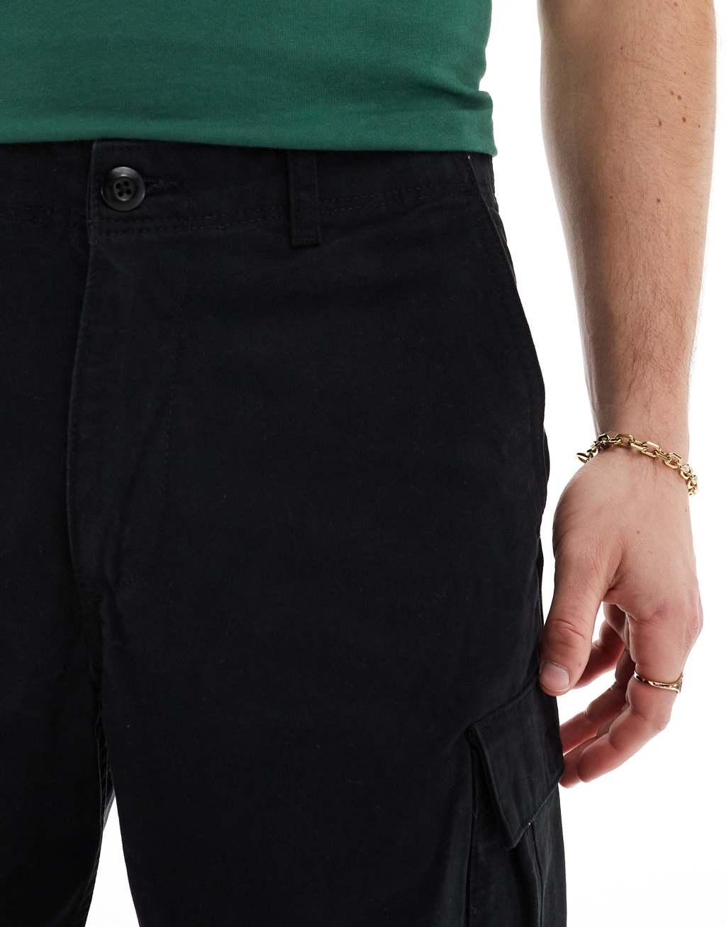 Jack & Jones Bill Barkley wide fit cargo pants in black  Product Image