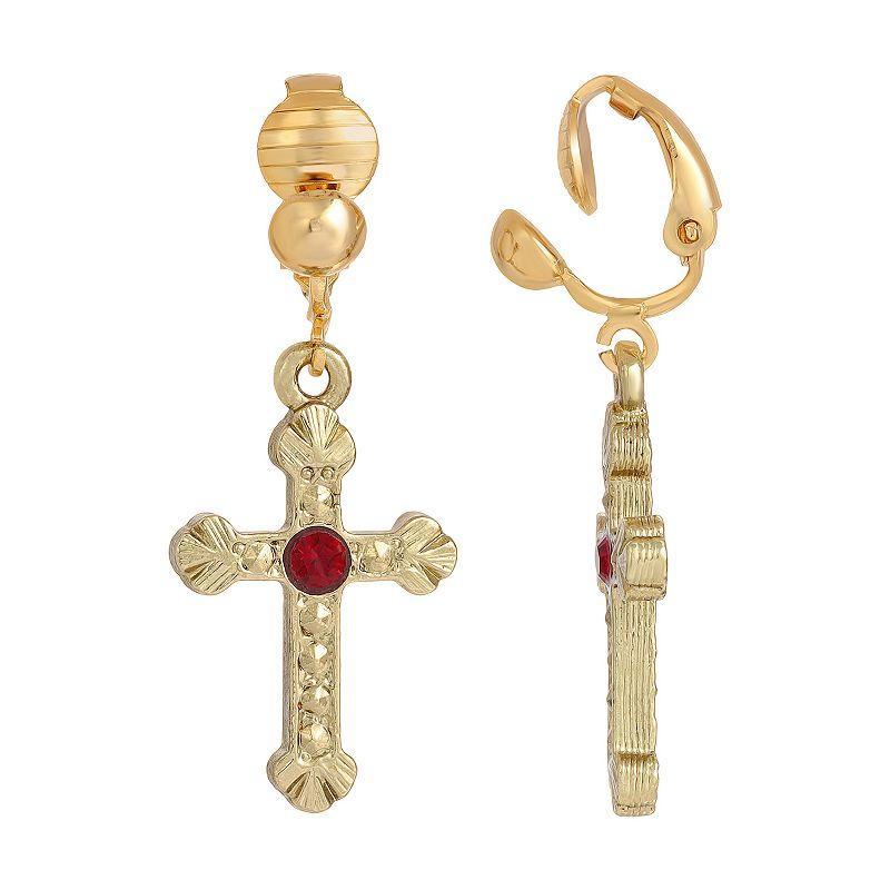 Symbols of Faith Cross Clip Earrings, Womens, Red Product Image