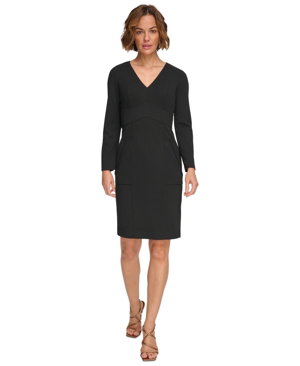 Dkny Womens V-Neck Sheath Dress Product Image