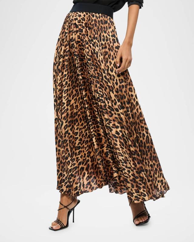 Katz Leopard Pleated Maxi Skirt Product Image