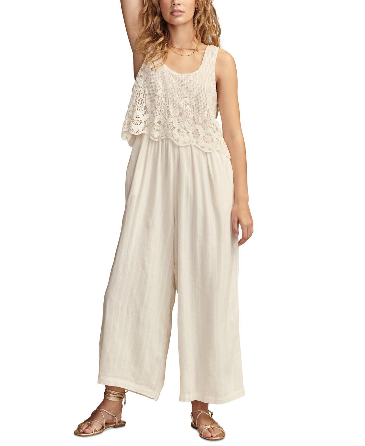 Lucky Brand Womens Chemical Lace Sleeveless Jumpsuit Product Image