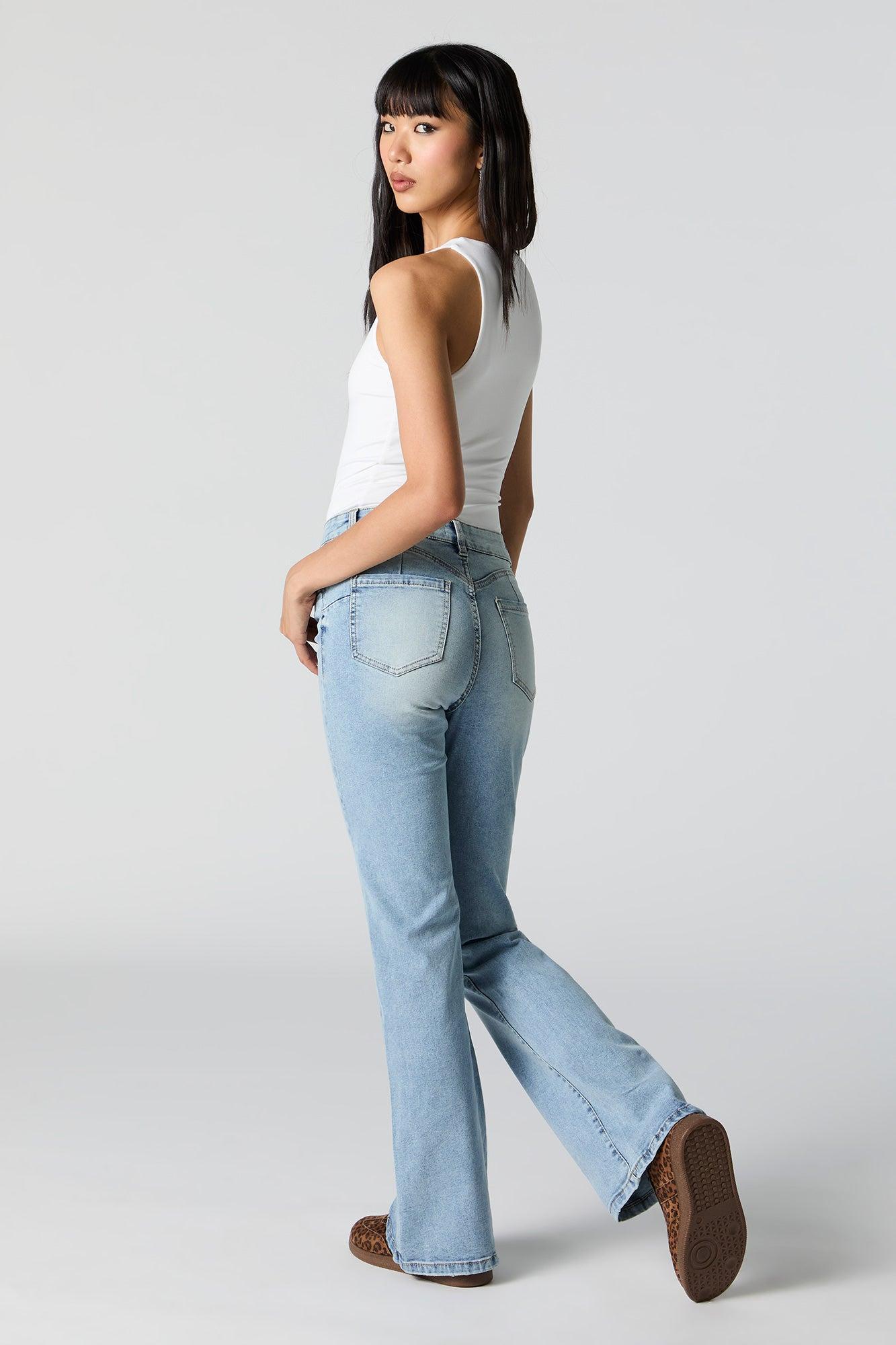 Medium Wash Mid Rise Flare Jean Female Product Image