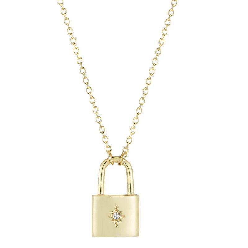 Sunkissed Sterling Cubic Zirconia Padlock Necklace, Womens, Gold Tone Product Image