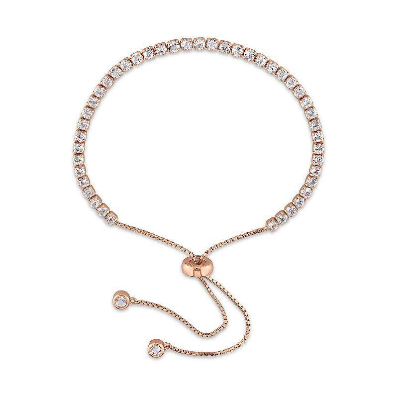 Stella Grace Rose Gold Tone Sterling Silver White Topaz Bolo Bracelet, Womens Product Image