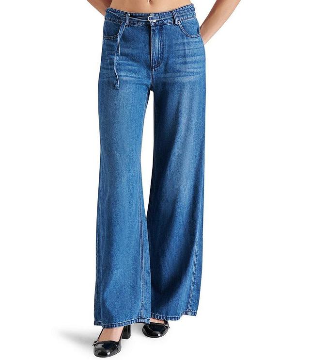 Steve Madden Serenity Denim Wide Leg Tie Belt Pants Product Image