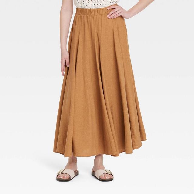 Womens Pull-On A-Line Maxi Skirt - Universal Thread Tan M Product Image