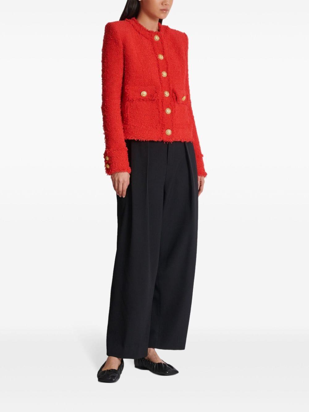 Buttoned Tweed Jacket In Red Product Image