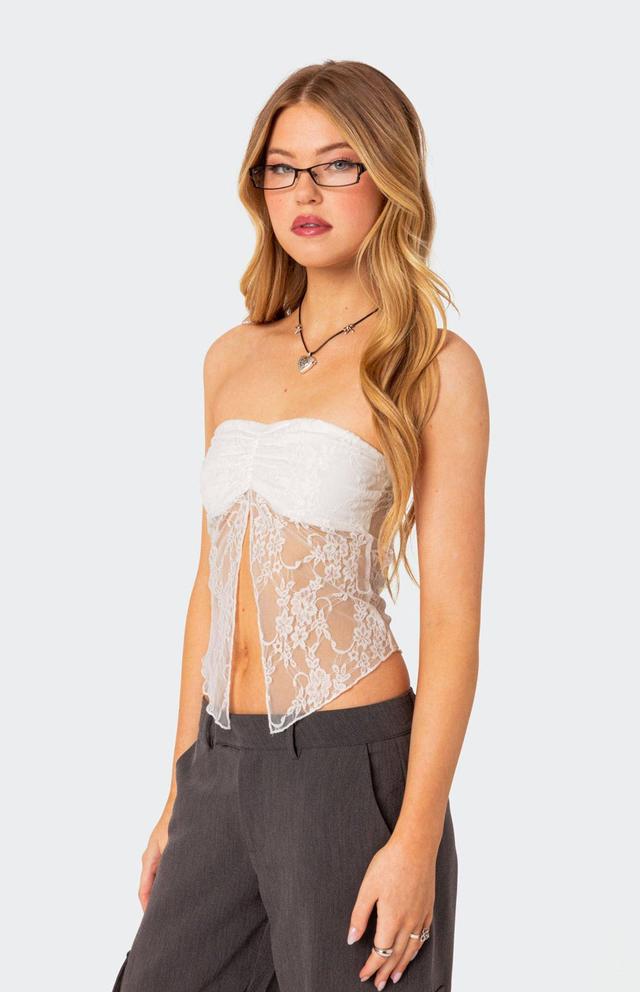 Edikted Women's Twilight Sheer Lace Split Front Top Product Image