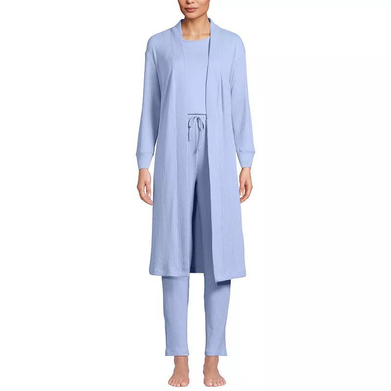 Petite Lands End Womens Cozy 3-Piece Pajama Top, Pajama Pants and Robe Sleep Set Product Image