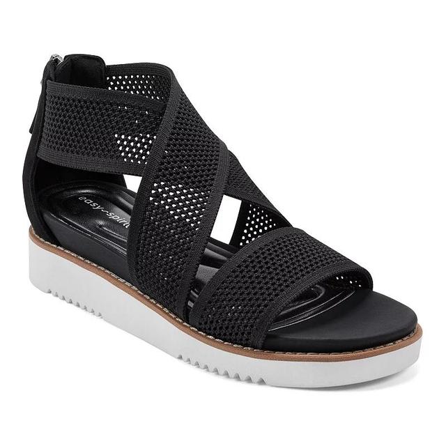 Easy Spirit Wander Womens Strap Wedge Sandals Black Product Image