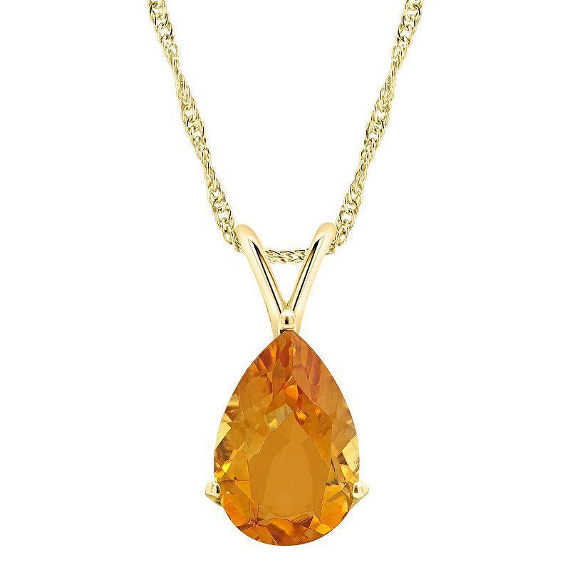 Alyson Layne 14k Gold Pear Cut Citrine Pendant Necklace, Womens 14k White Gold Product Image