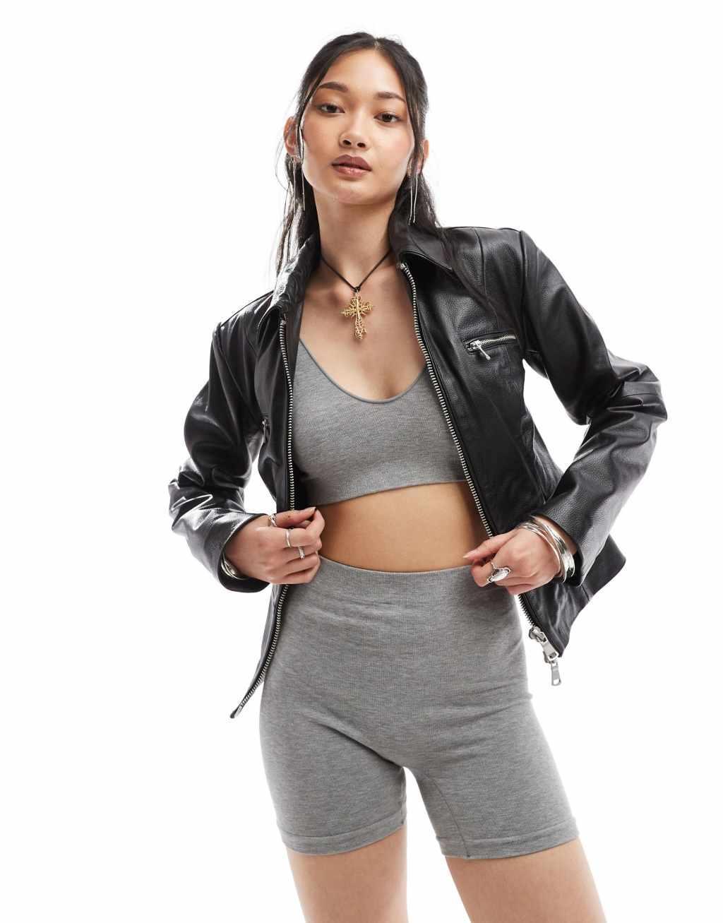 Free People seamless scoop neck bralette in gray Product Image