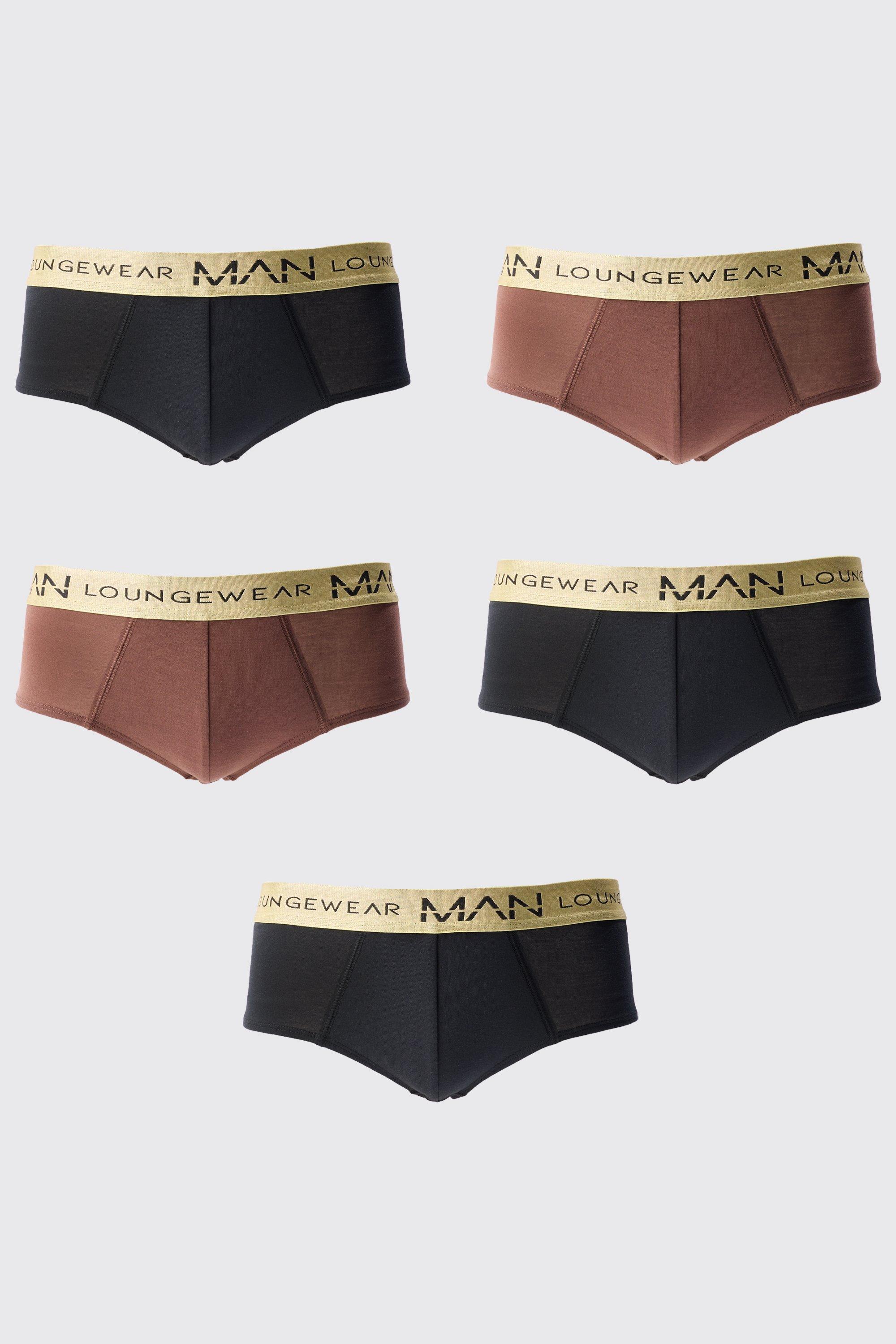 5 Pack Man Lounge Gold Waistband Briefs | boohooMAN USA Product Image