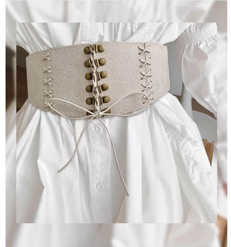 Lace Up Faux Suede Cincher Belt Product Image