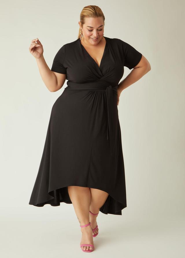 Plus Size Belted Hi Low Midi Dress, - Ashley Stewart Product Image