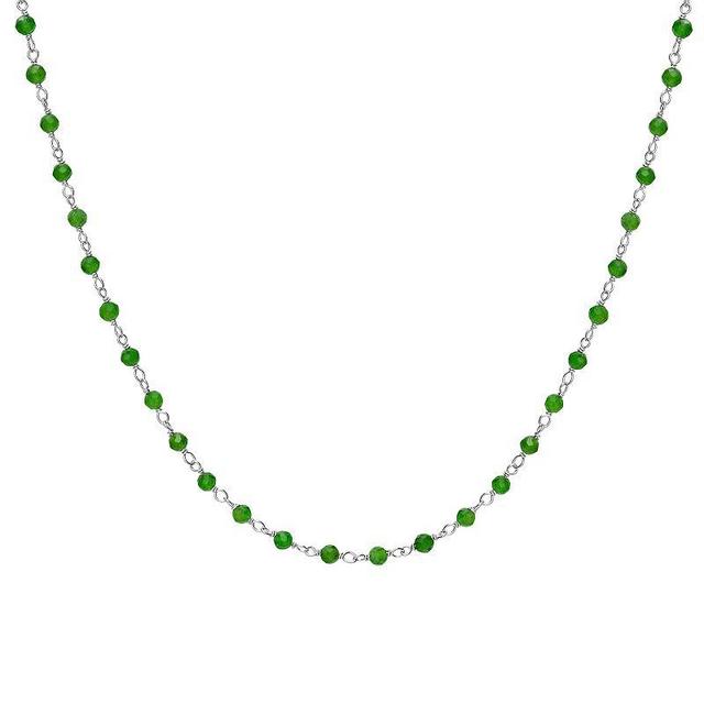 Gemistry Sterling Silver Chrome Diopside Beaded Necklace, Womens Grey Diopside Product Image