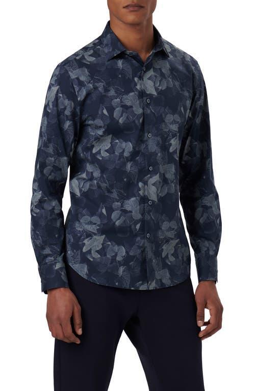 Bugatchi Axel Leaf Print Stretch Cotton Button-Up Shirt Product Image