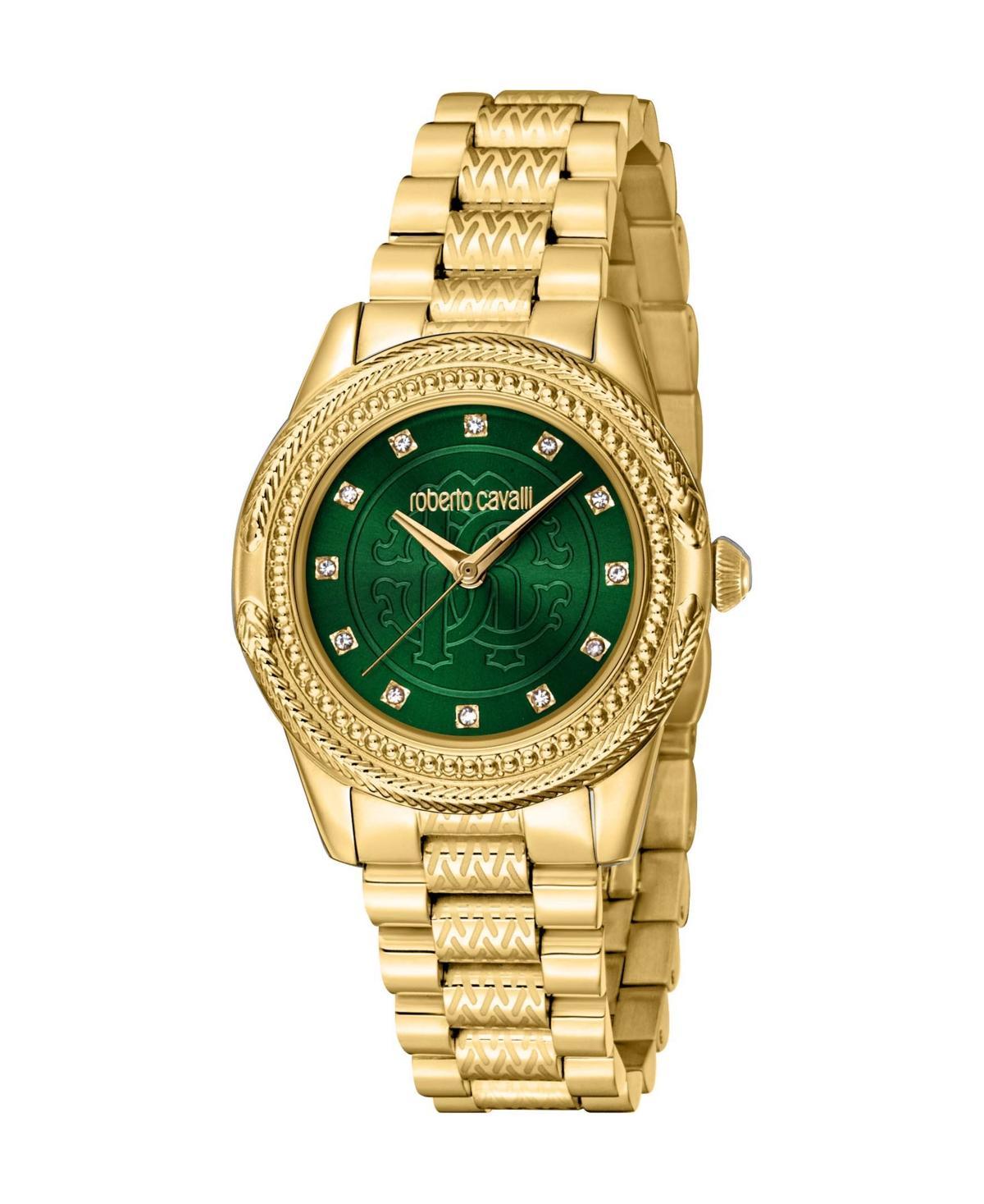 Roberto Cavalli Womens Quartz Gold-tone Stainless Steel Watch 32mm - Gold Product Image