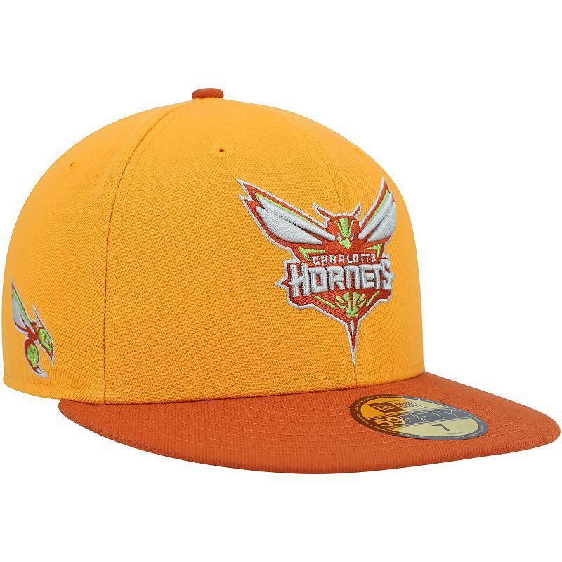 Mens New Era Gold/Rust Charlotte Hornets 59FIFTY Fitted Hat Product Image