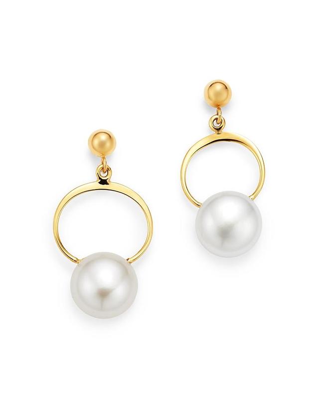 Saks Fifth Avenue Made in Italy Saks Fifth Avenue Women's 14K Yellow Gold & Freshwater Pearl Swing Earrings  - female - Size: one-size Product Image