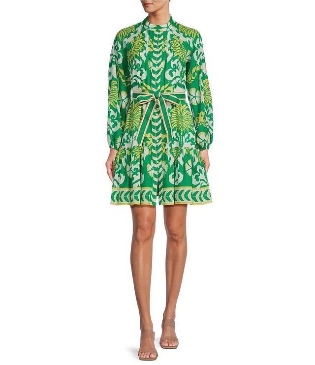 Antonio Melani Brynn Printed Voile Mock Neck Long Sleeve Shirt Dress Product Image