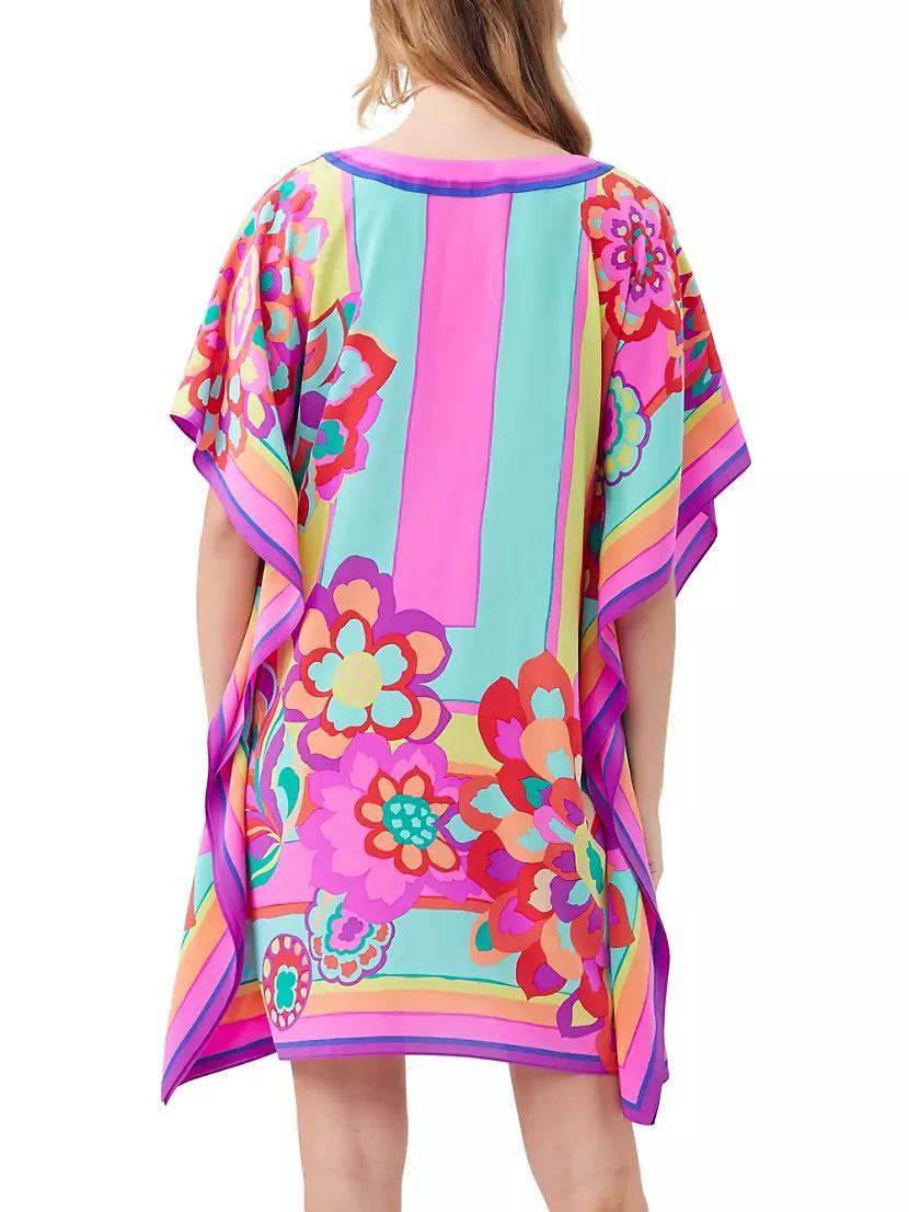 Theodora Floral Stripe Silk Kaftan Dress Product Image