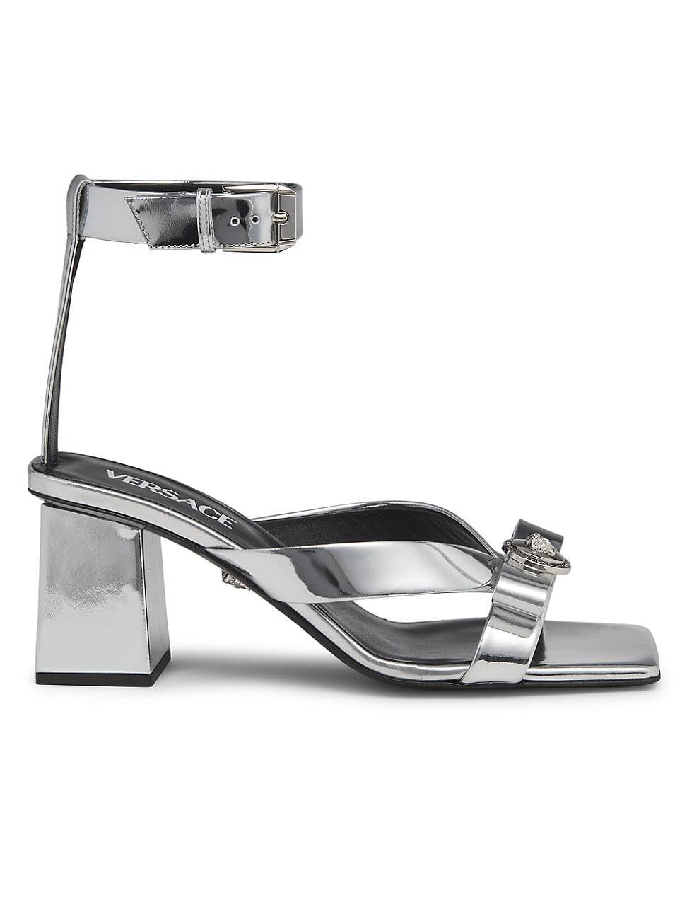 Womens Gianni Ribbon 70MM Metallic Leather Sandals Product Image