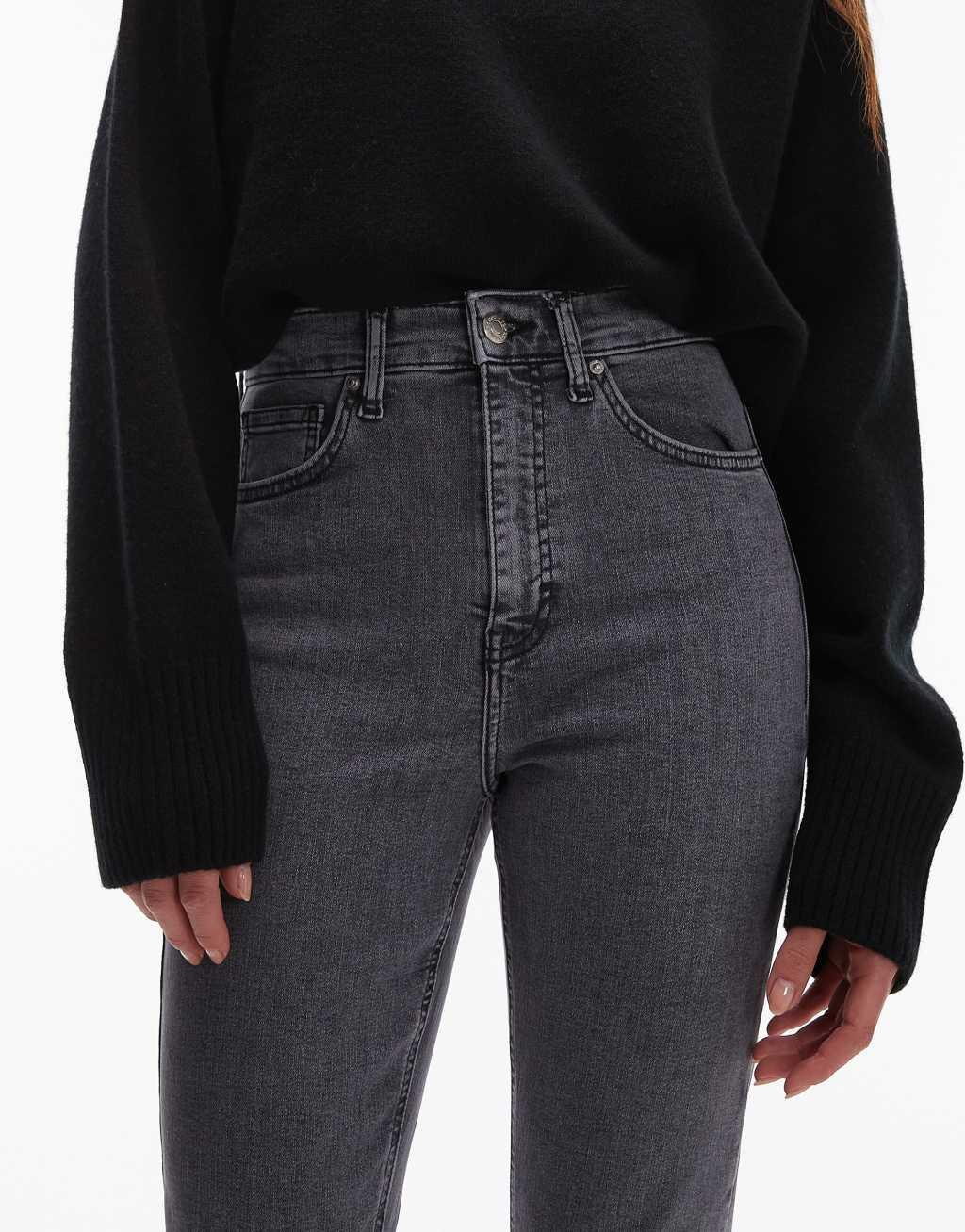 Topshop high rise Jamie jeans in gray Product Image