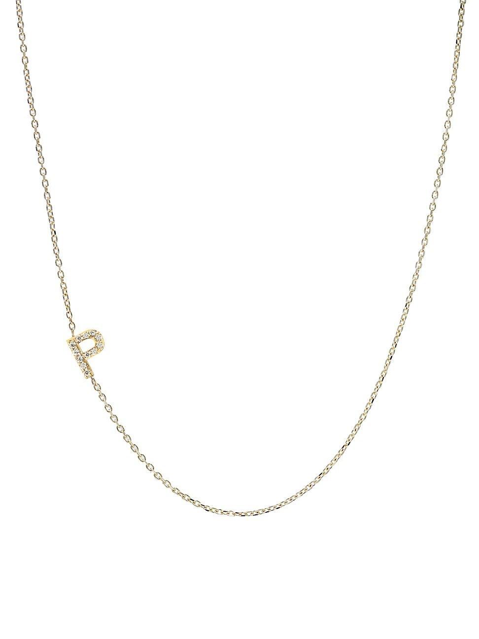 Womens Love Letter Initial 14K Yellow Gold & 0.05 TCW Diamond Necklace Product Image