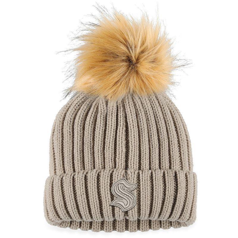 Womens WEAR by Erin Andrews Cream Seattle Kraken Neutral Cuffed Knit Hat with Pom Product Image