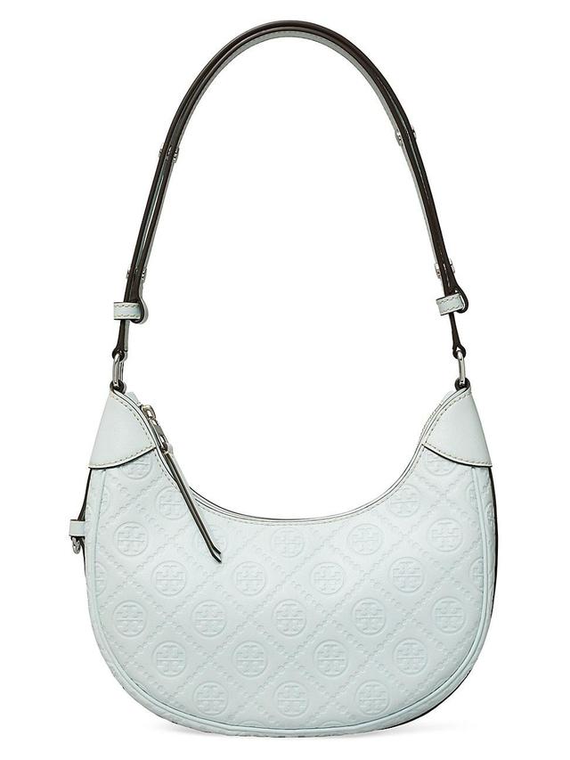 Womens T Monogram Debossed Leather Crescent Bag Product Image