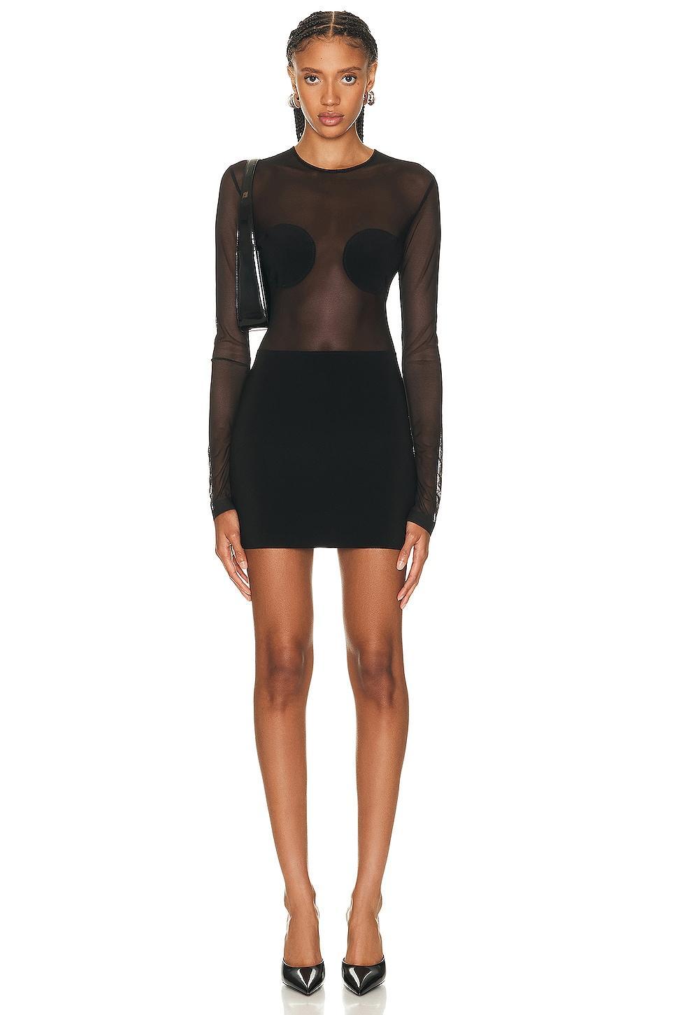 Norma Kamali Dot Dash Mini Dress Black. (also in M, S, XS). Product Image