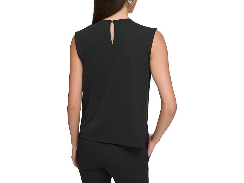 DKNY Extend Shoulder Pleat Round Neck Top Women's Clothing Product Image