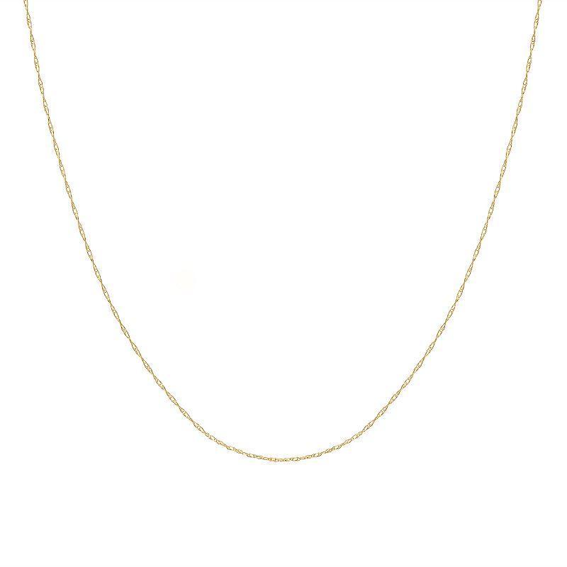 Jordan Blue 14k Gold 0.7 mm Loose Rope Chain Necklace, Womens Yellow Product Image