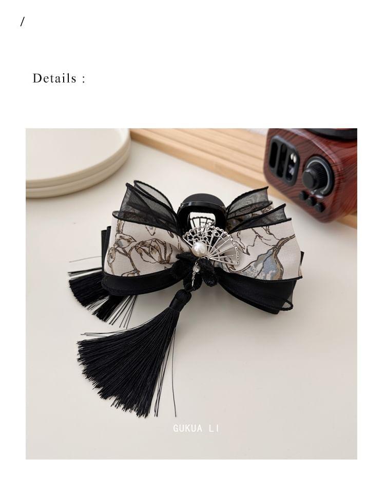 Patterned Print Bow Tassel Hair Claw Product Image