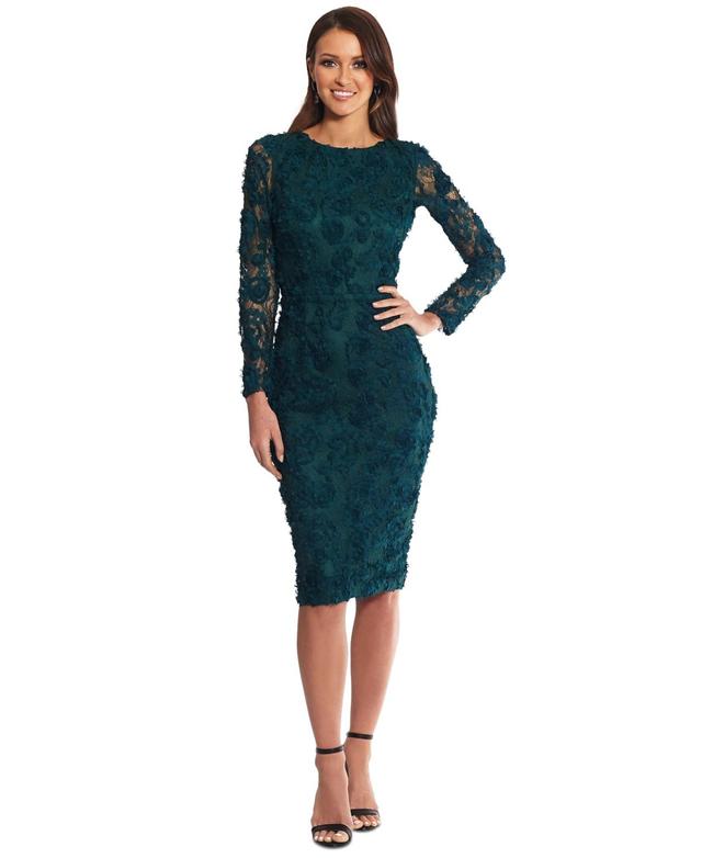 Xscape Womens Soutache Lace Long-Sleeve Sheath Dress Product Image