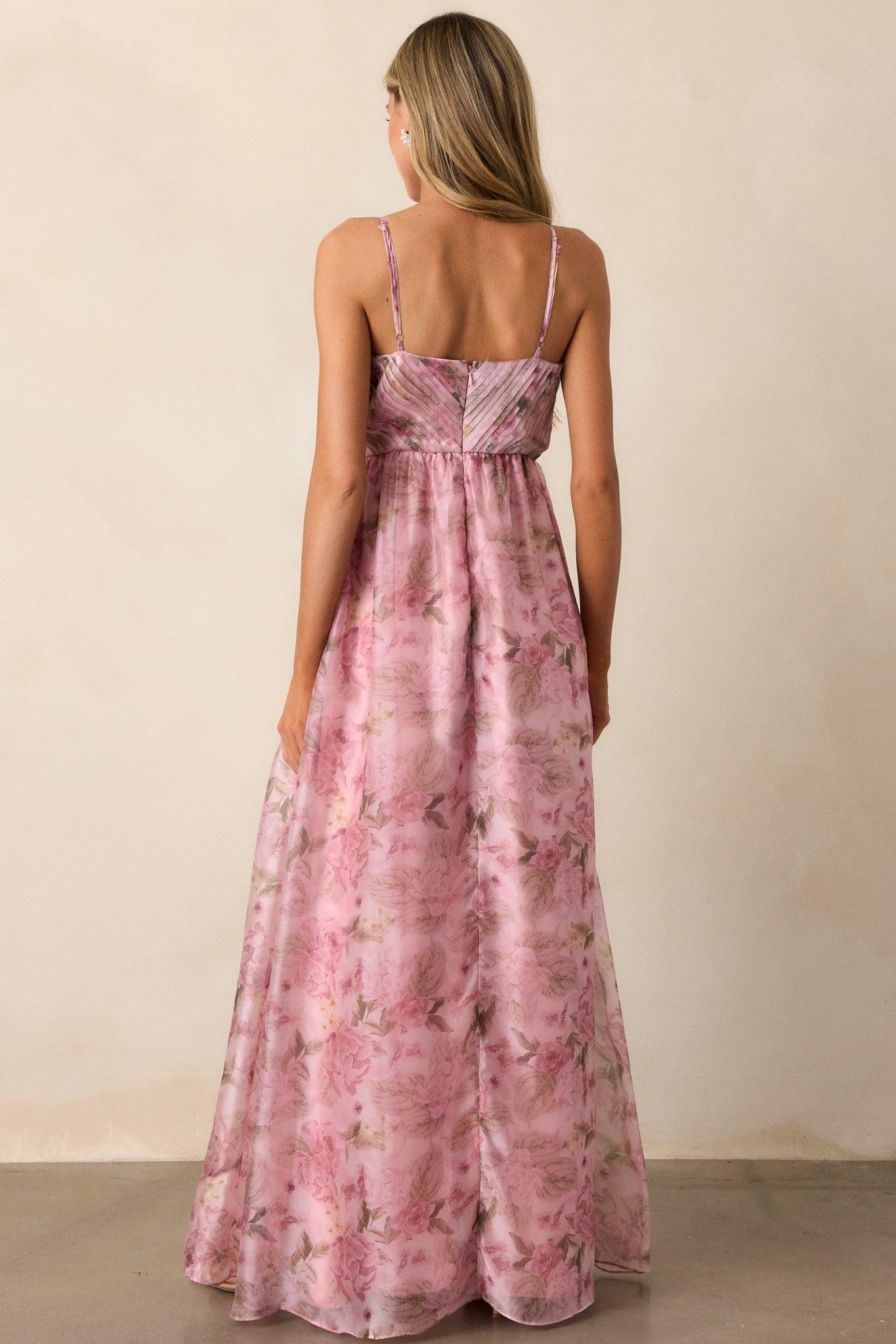 Blooming In Essence Pink Floral Maxi Dress Product Image