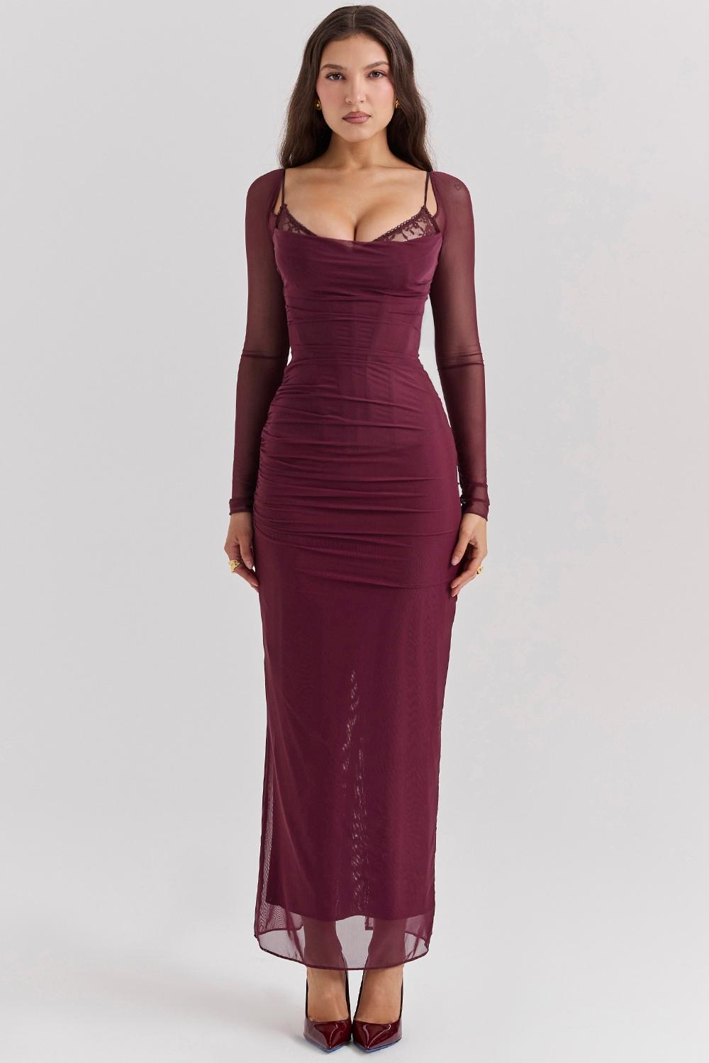 Katarina Wine Maxi Dress Product Image