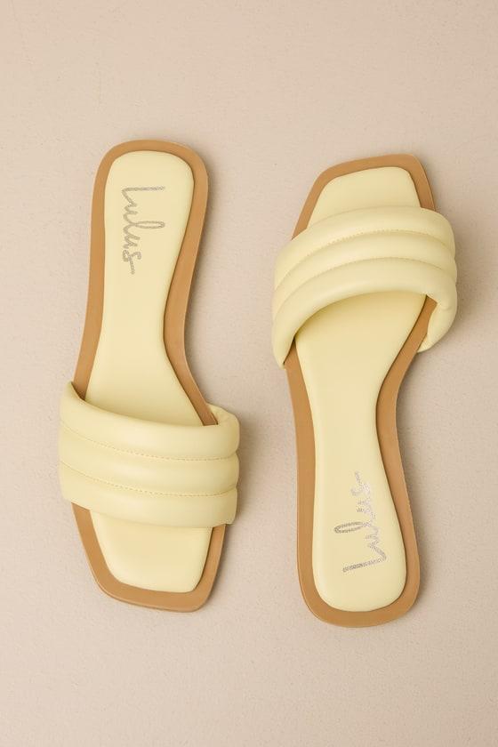 Ameeria Lemon Flat Slide Sandals Product Image