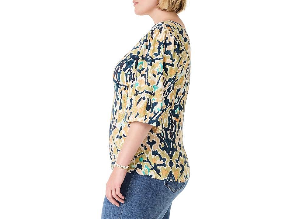 NIC+ZOE Plus Size Vineyard Glow Top (Indigo Multi) Women's Clothing Product Image