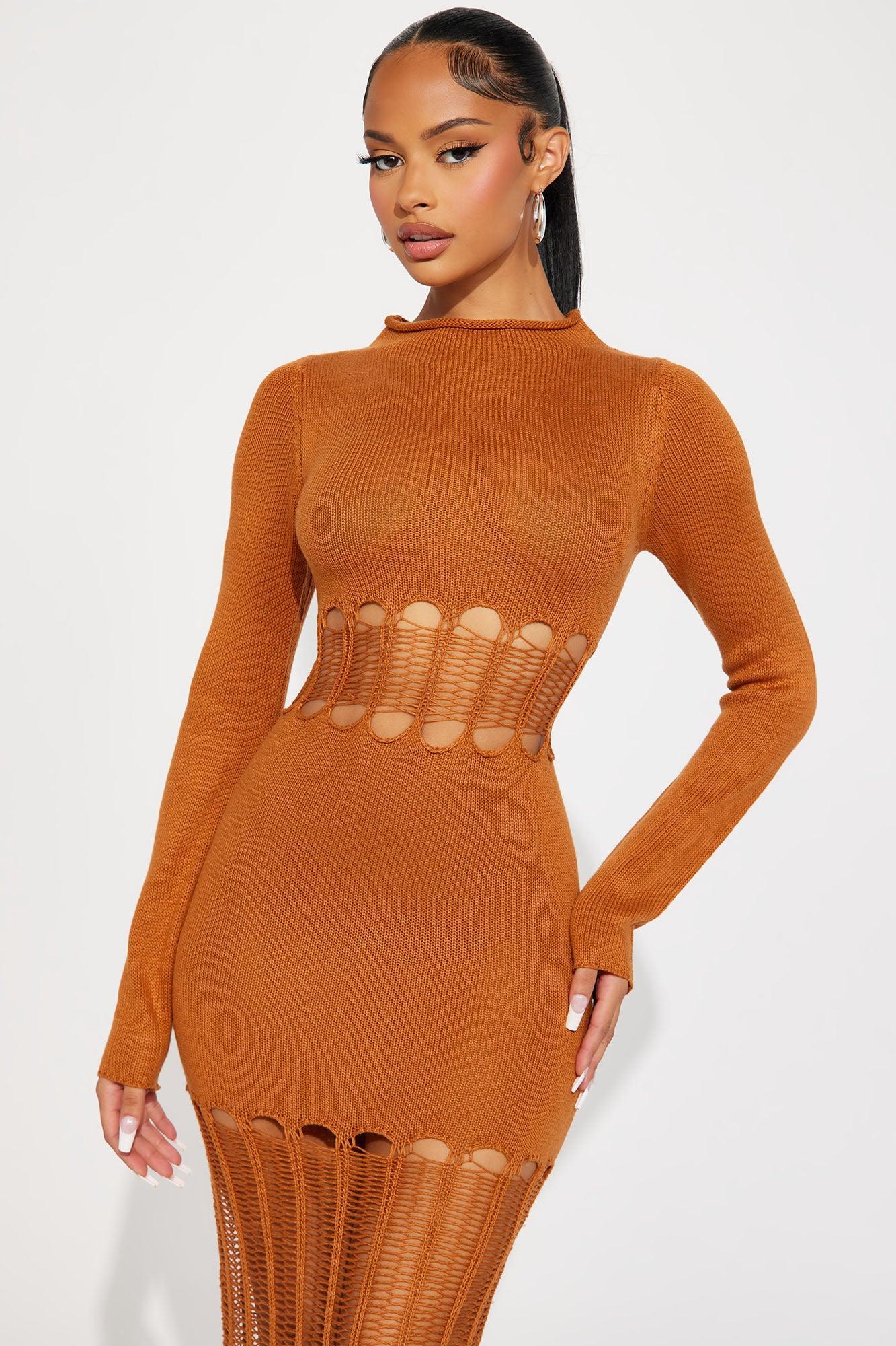 Tamara Sweater Midi Dress - Camel Product Image