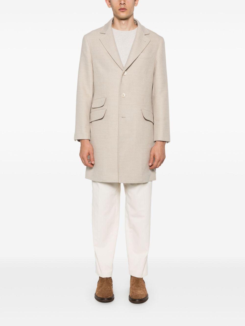 BRUNELLO CUCINELLI Single-breasted Felted Coat In Beige Product Image