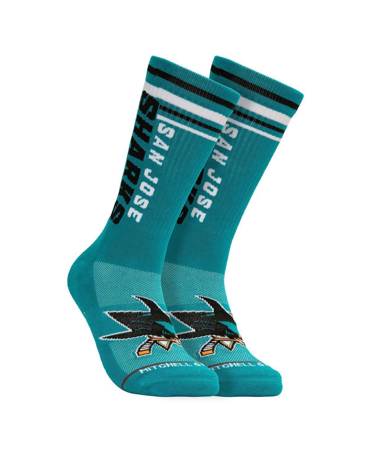 Mens Mitchell & Ness Teal San Jose Sharks Power Play Crew Socks Product Image