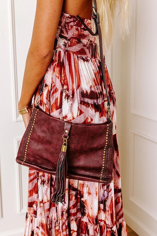 Cityscape Chic Faux Leather Crossbody In Wine Product Image