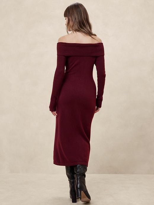 Off-Shoulder Midi Sweater Dress Product Image