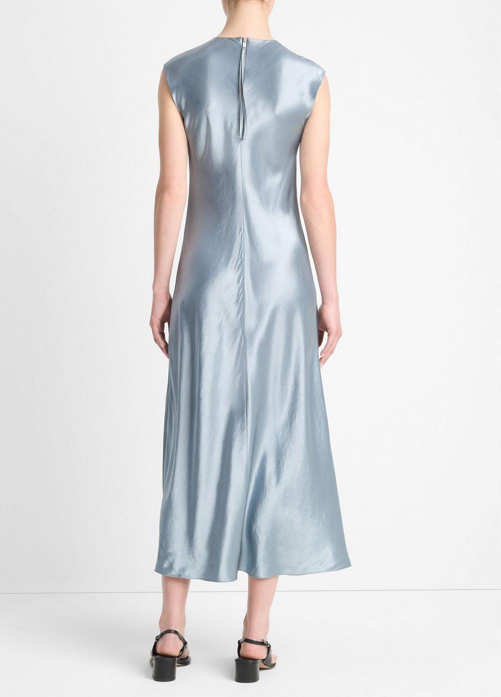 Satin Bias Cap-Sleeve Dress Product Image