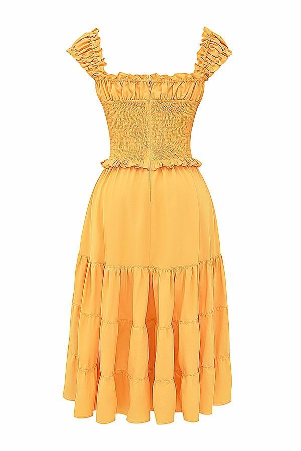 Phedra Tangerine Shirred Sundress Product Image