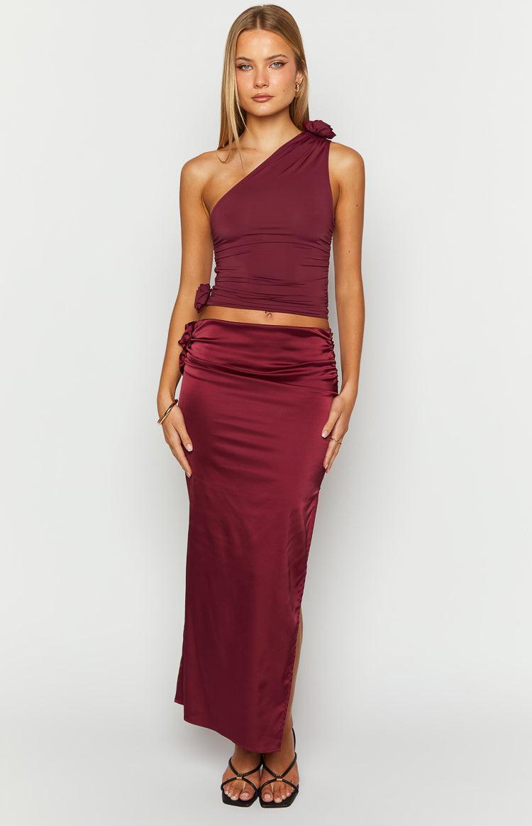 Lioness Soul Mate Burgundy Maxi Skirt Product Image